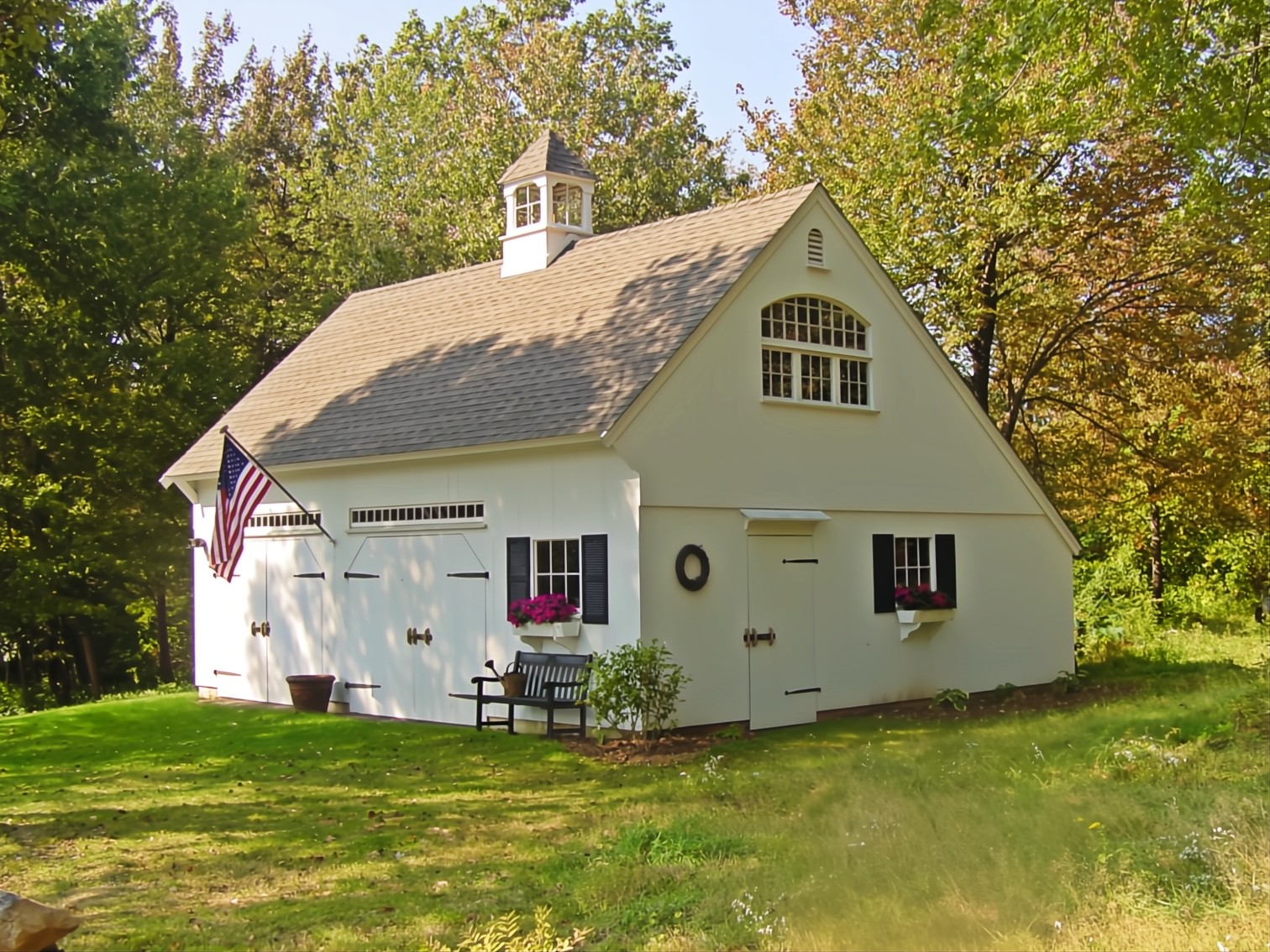 Tan barn from Post and Beam Barns by Country Carpenters
