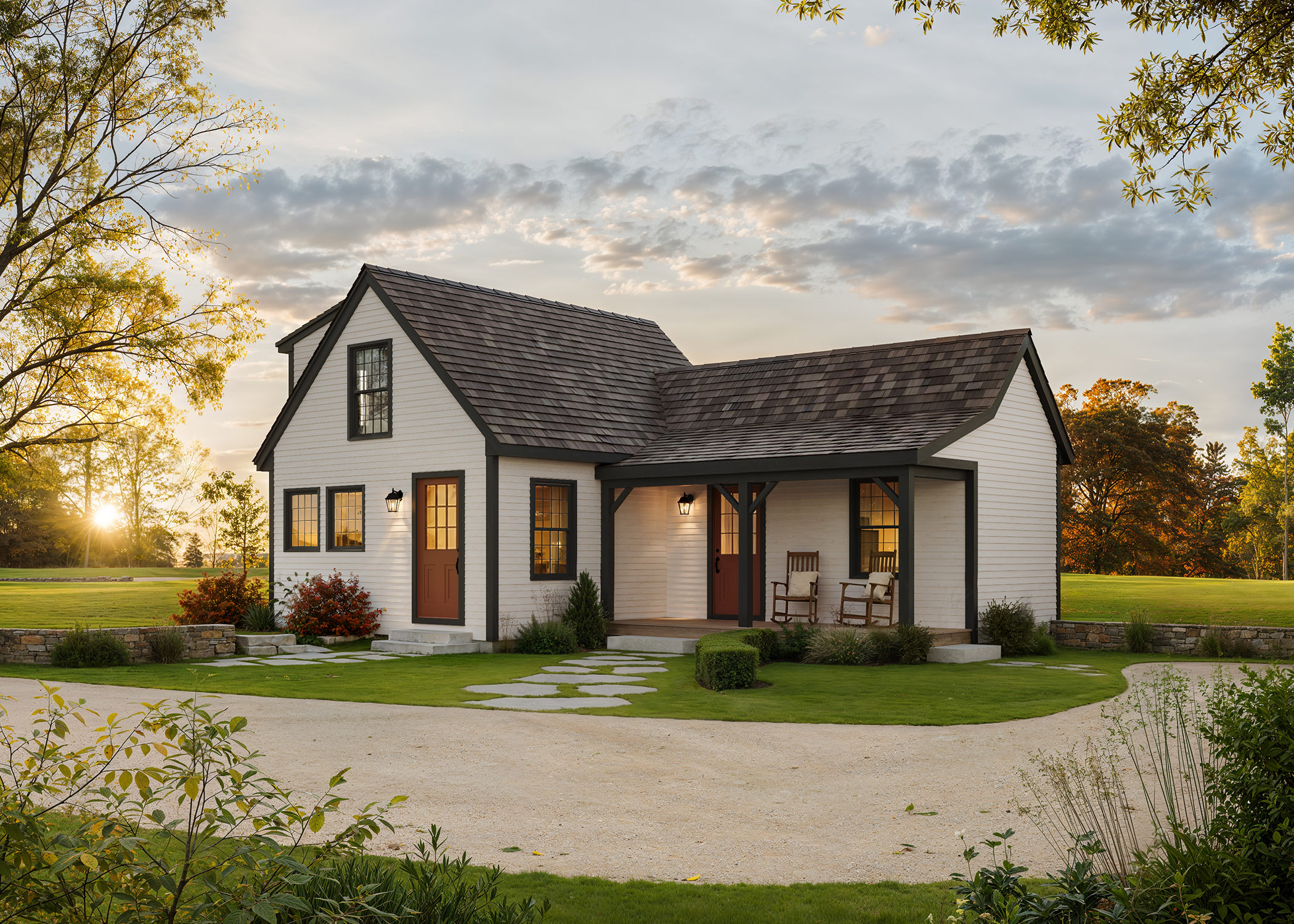 The Nutmeg ADU — compact New England Cape style post and beam cottage