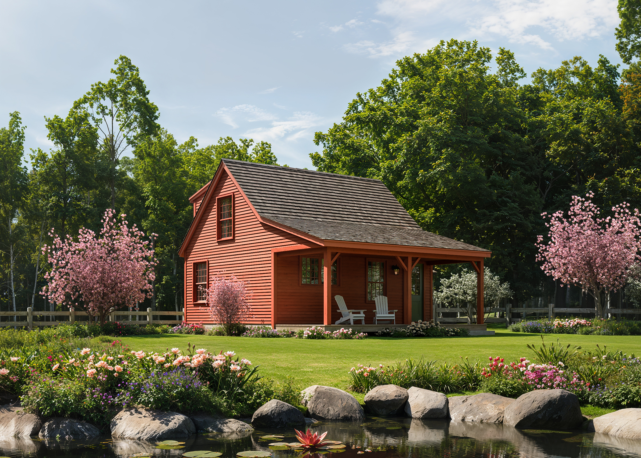 The Nutmeg ADU — charming New England Cape style cottage with covered farmer's porch